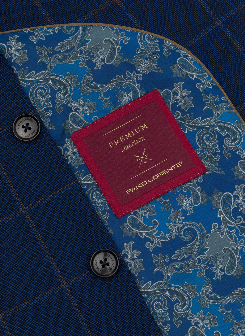 Granatowa marynarka casualowa w kratę