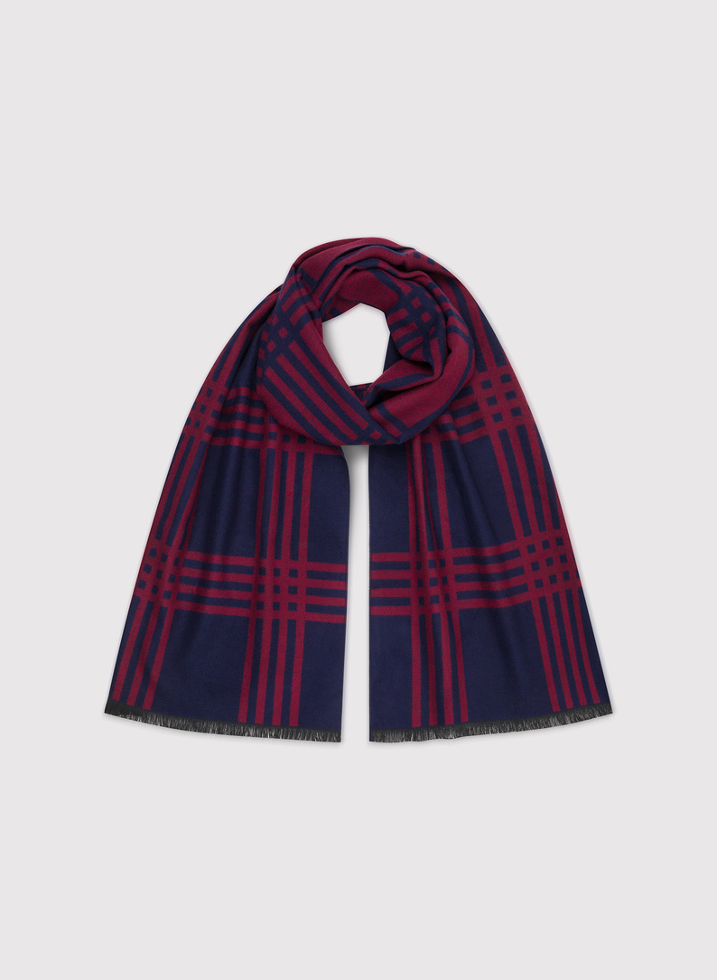 Granatowy szal męski w kratkę