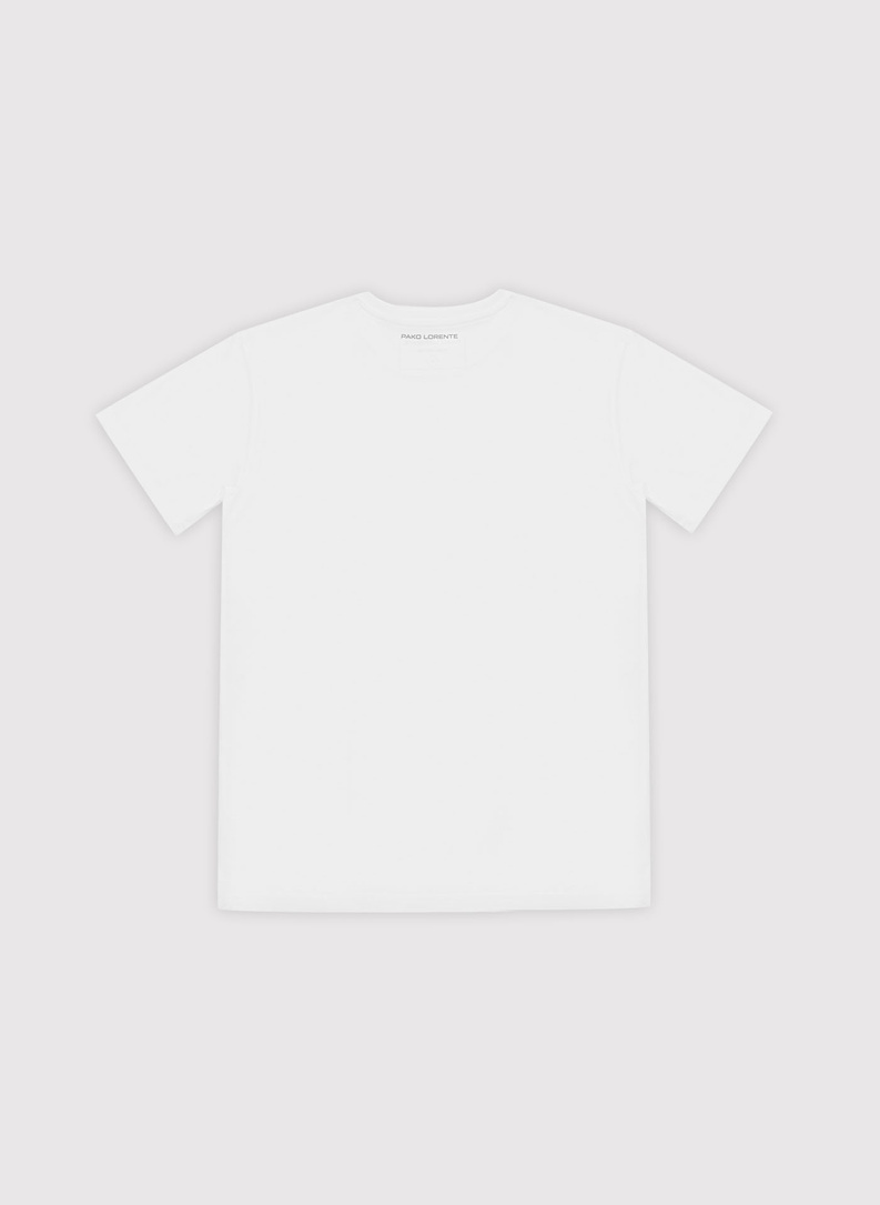 Biały bawełniany t-shirt z kieszonką