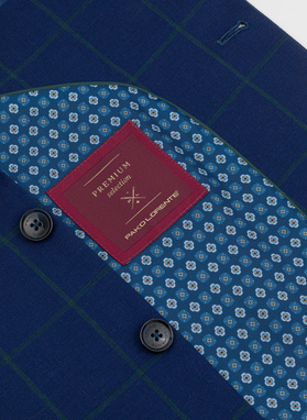 Granatowa casualowa marynarka męska w zieloną kratę