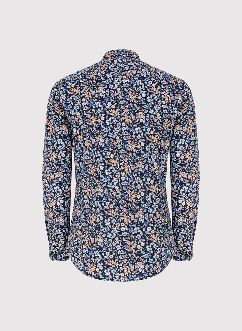 Granatowa koszula w kwiaty