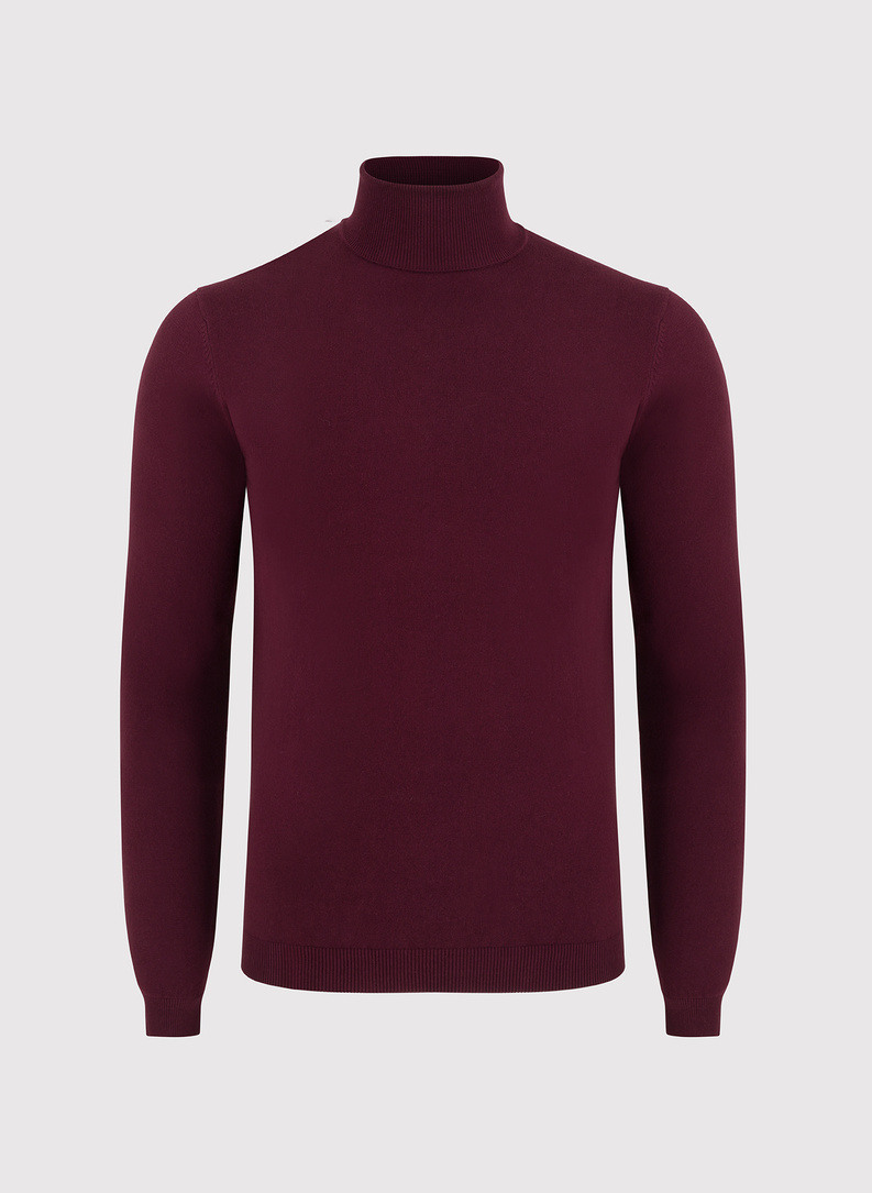 Burgundowy gładki golf męski