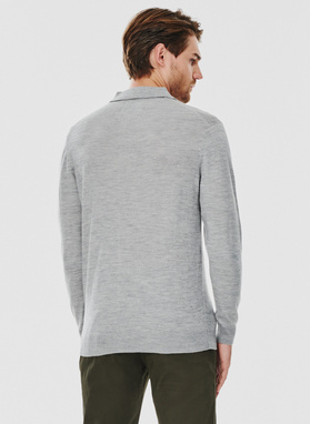 Męski szary sweter z kołnierzykiem polo