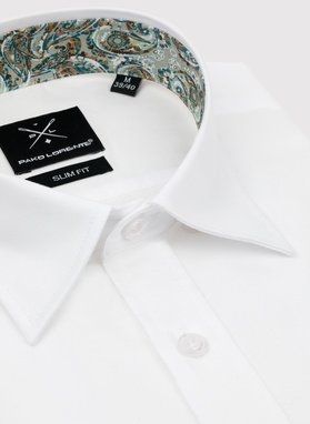 Biała koszula męska z kontrastowym wykończeniem