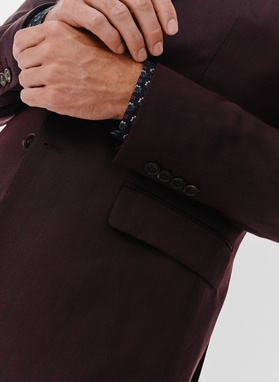 Dwuczęściowy gładki garnitur męski w kolorze burgundowym