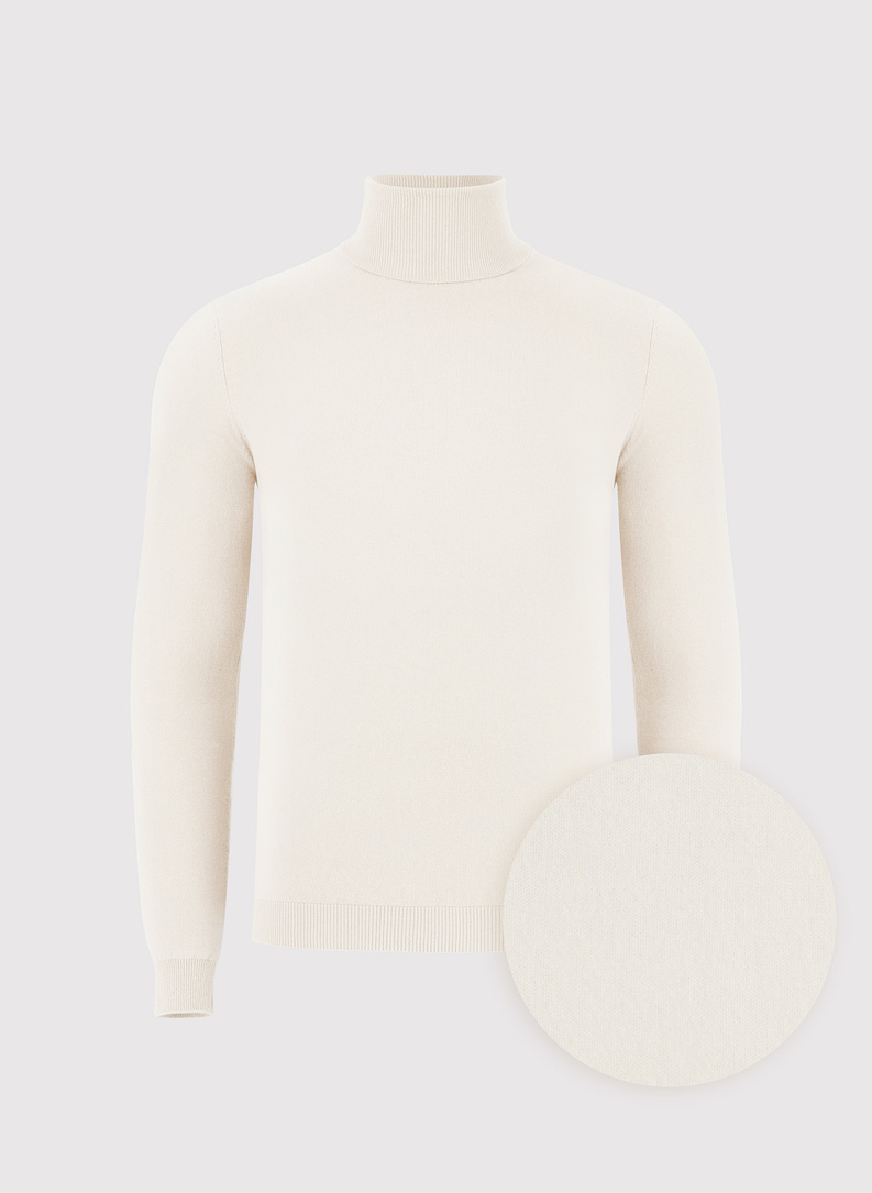 Biały gładki golf męski