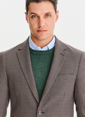 Wełniana marynarka w drobną kratę