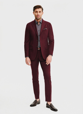 Męska koszula w bordowy mikrowzór