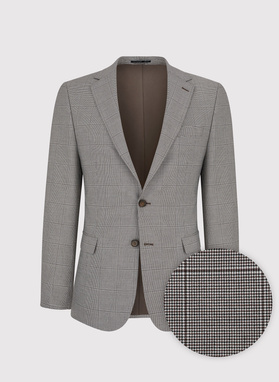 Męska marynarka garniturowa w kratę w brązowych tonach