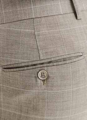 Ślubny dwurzędowy garnitur męski w kratkę