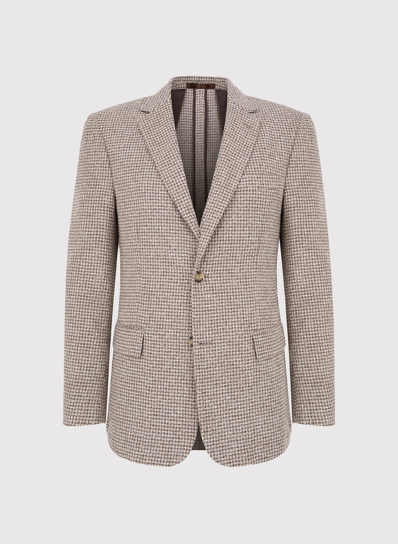 Brązowa marynarka w pepitkę