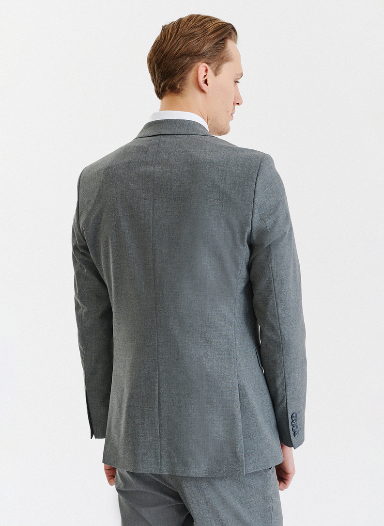 Gładki szary garnitur męski
