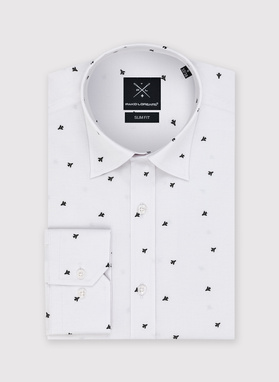 Biała koszula męska w samoloty