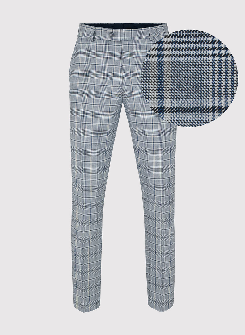 Szary kraciasty garnitur męski