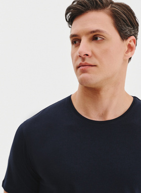 Granatowy gładki t-shirt męski