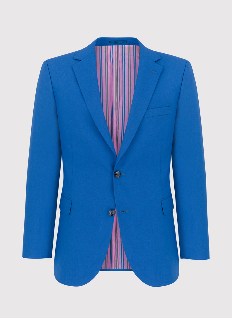 Gładki niebieski garnitur męski