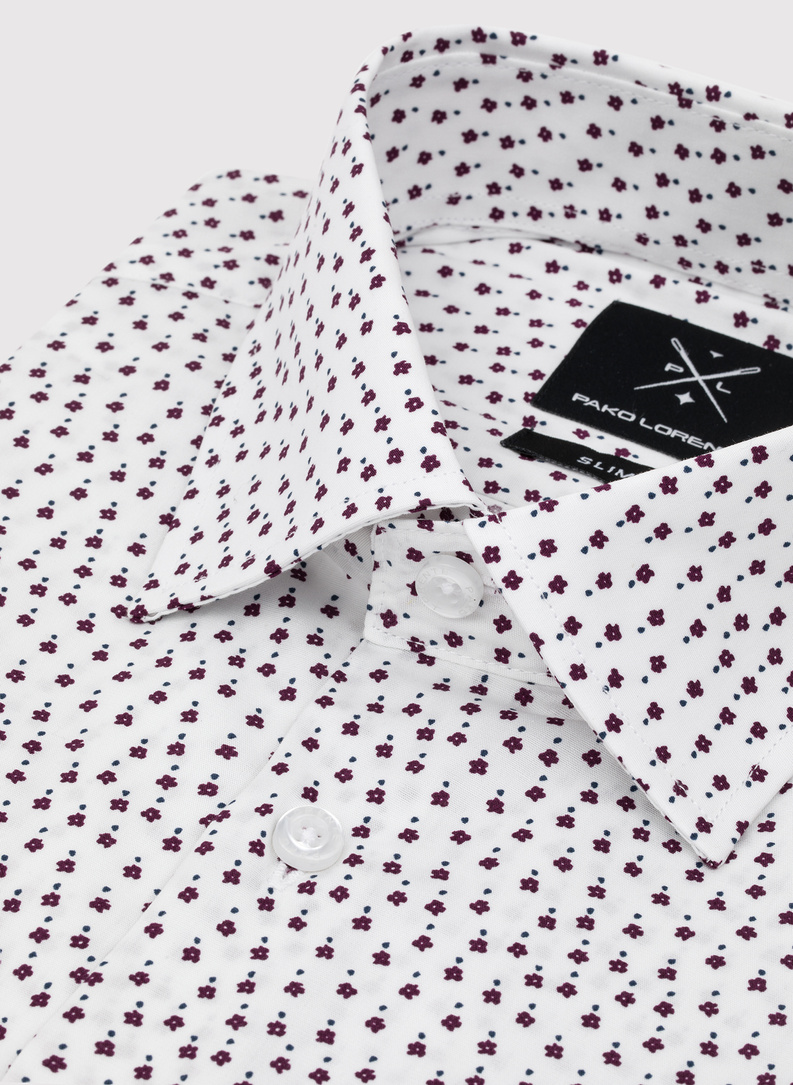 Biała koszula męska w mikrowzór