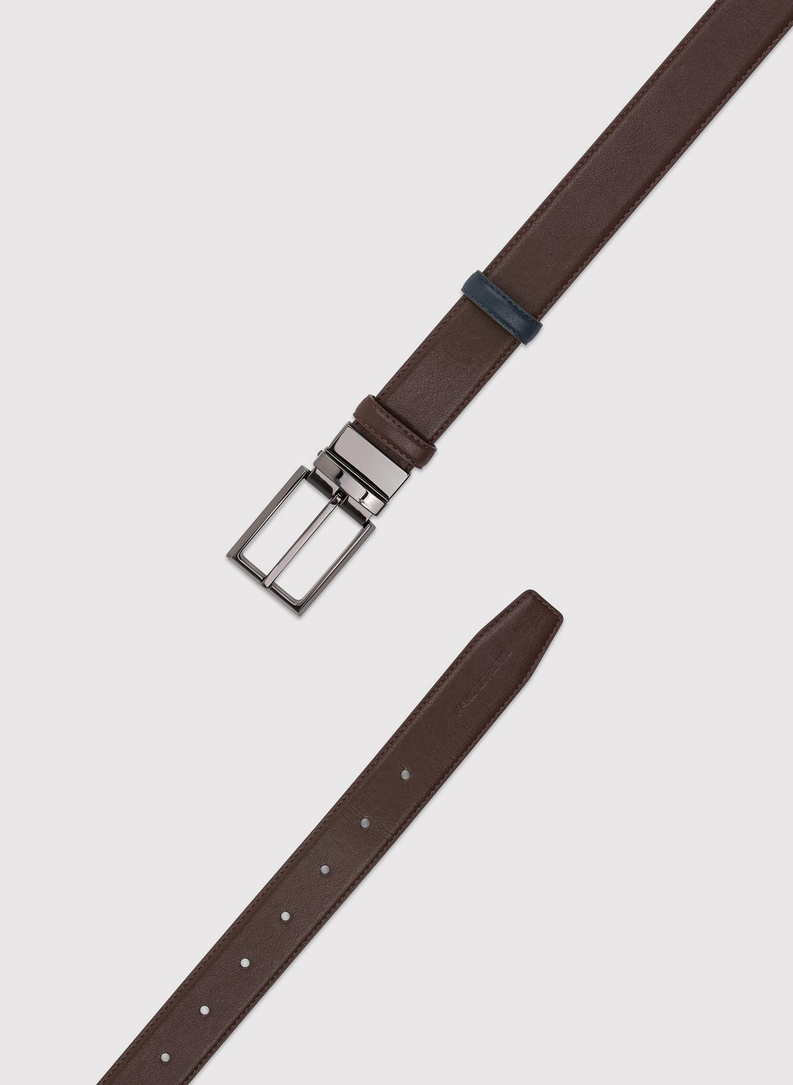 Dwustronny skórzany pasek męski