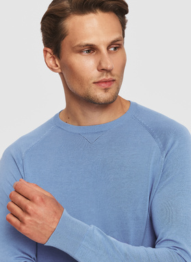 Niebieski sweter męski o-neck