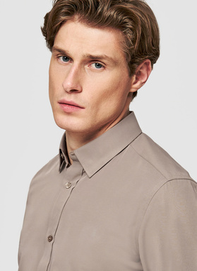 Brązowa koszula męska z wełną