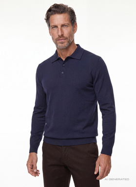 Granatowy sweter z kołnierzykiem polo
