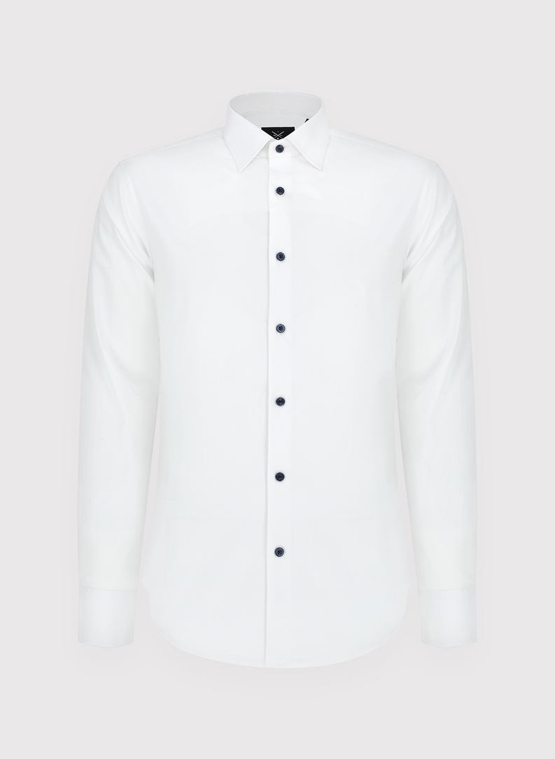 Gładka bawełniana koszula męska długi rękaw