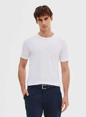 Biały gładki t-shirt męski