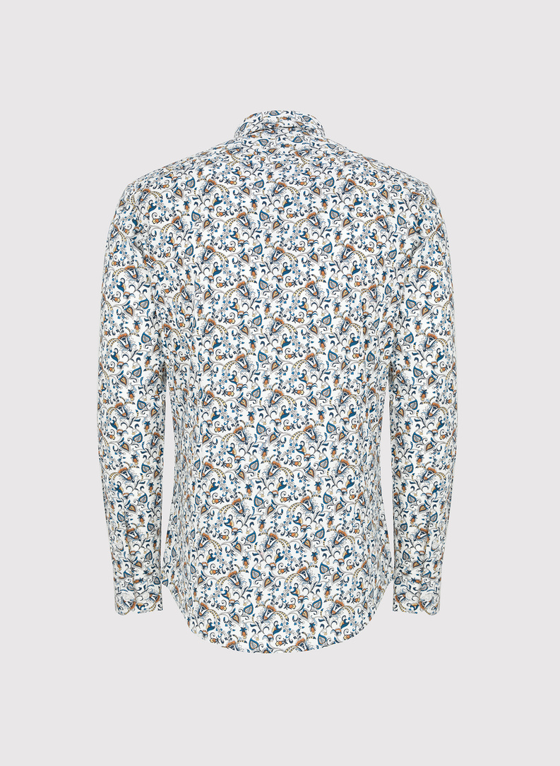 Biała koszula męska kolorowe kwiaty