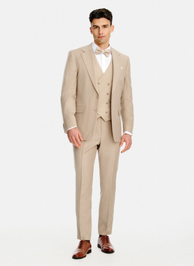 Beżowa marynarka garniturowa z wełny