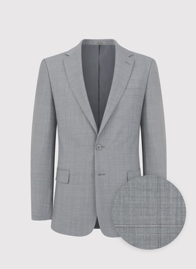 Szary garnitur męski w delikatną kratę
