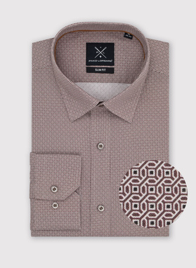 Brązowa koszula męska w mikrowzór 