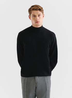 Czarny gładki półgolf męski