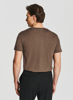 Brązowy bawełniany t-shirt męski