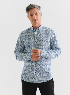 Koszula w kwiatowy wzór na granatowym tle