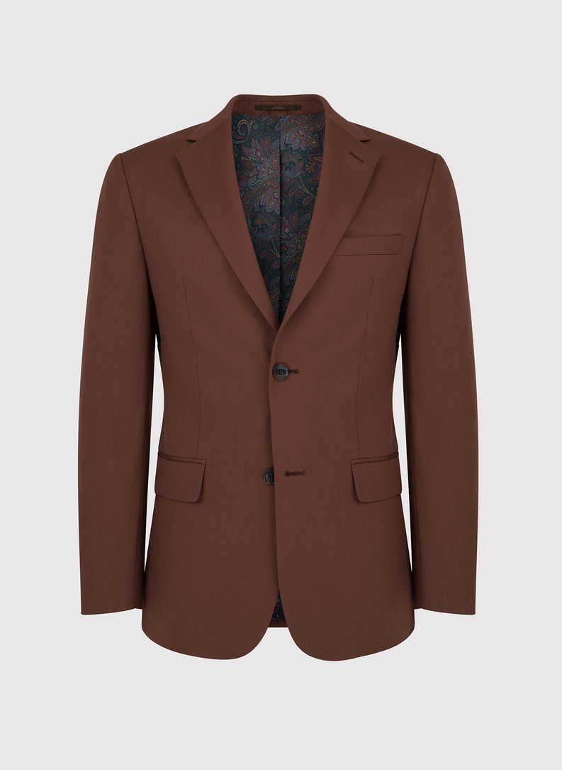 Gładki brązowy garnitur męski
