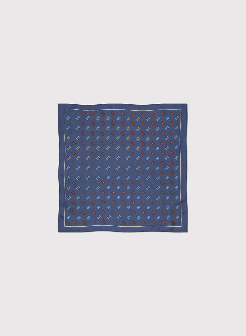 Granatowa poszetka męska w kolorowy mikrowzór