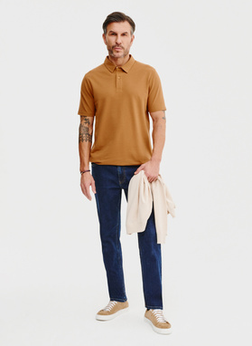 Męski t-shirt polo w kolorze beżowym