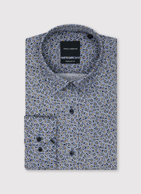 Granatowa koszula męska w kwiaty