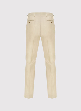 Beżowe wełniane spodnie garniturowe