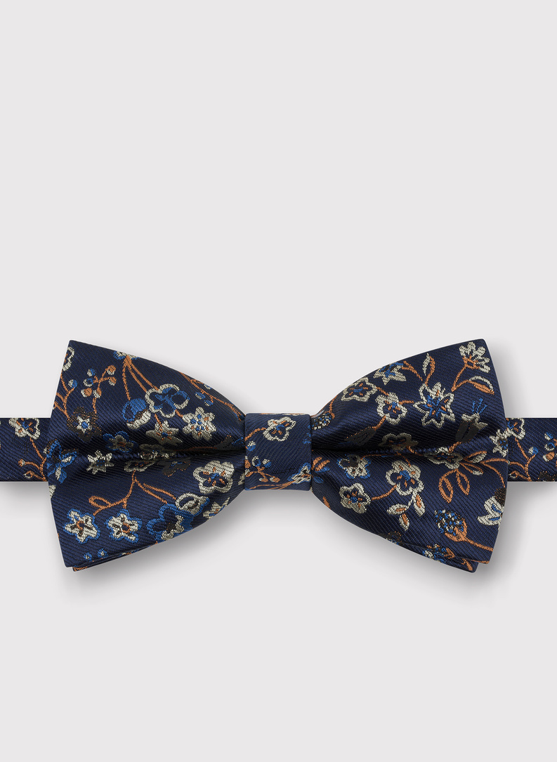 Granatowa mucha męska w kwiaty