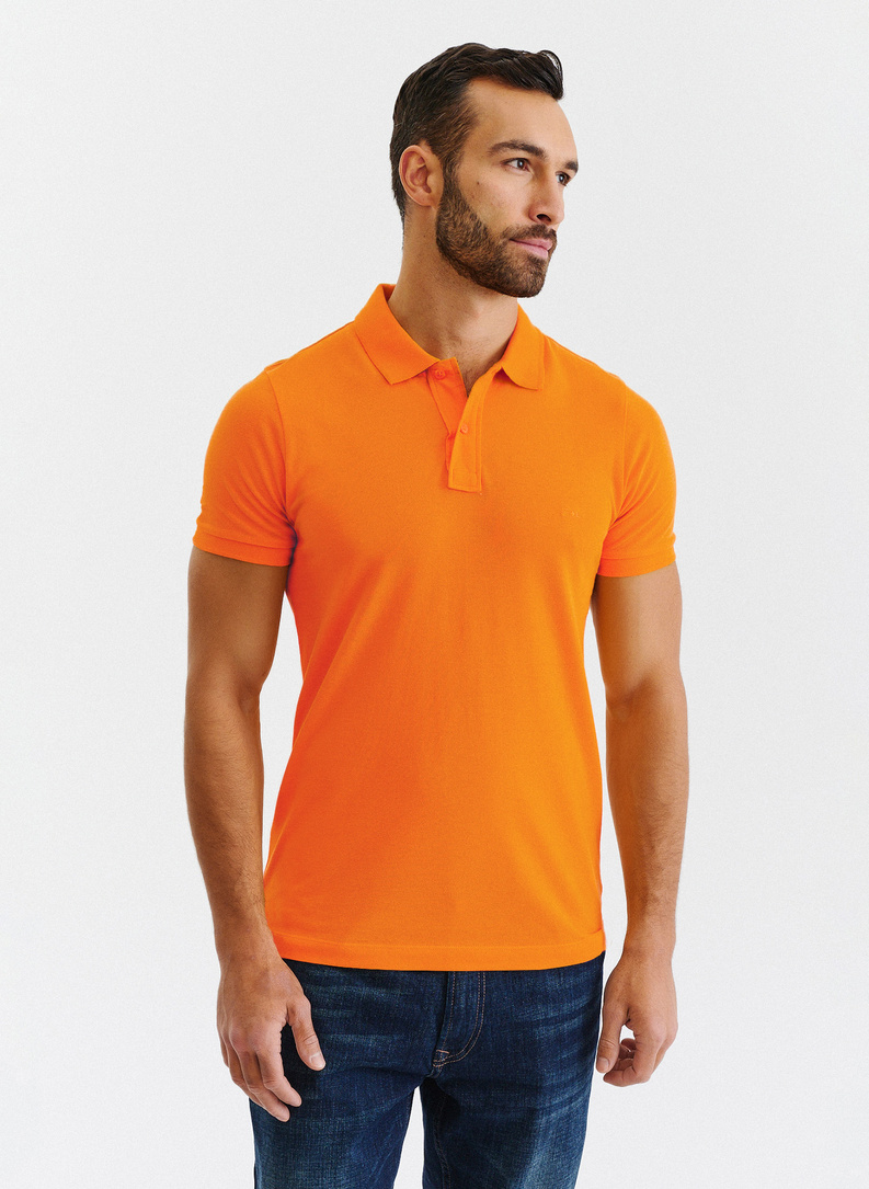 Gładki T-shirt polo w kolorze pomarańczowym