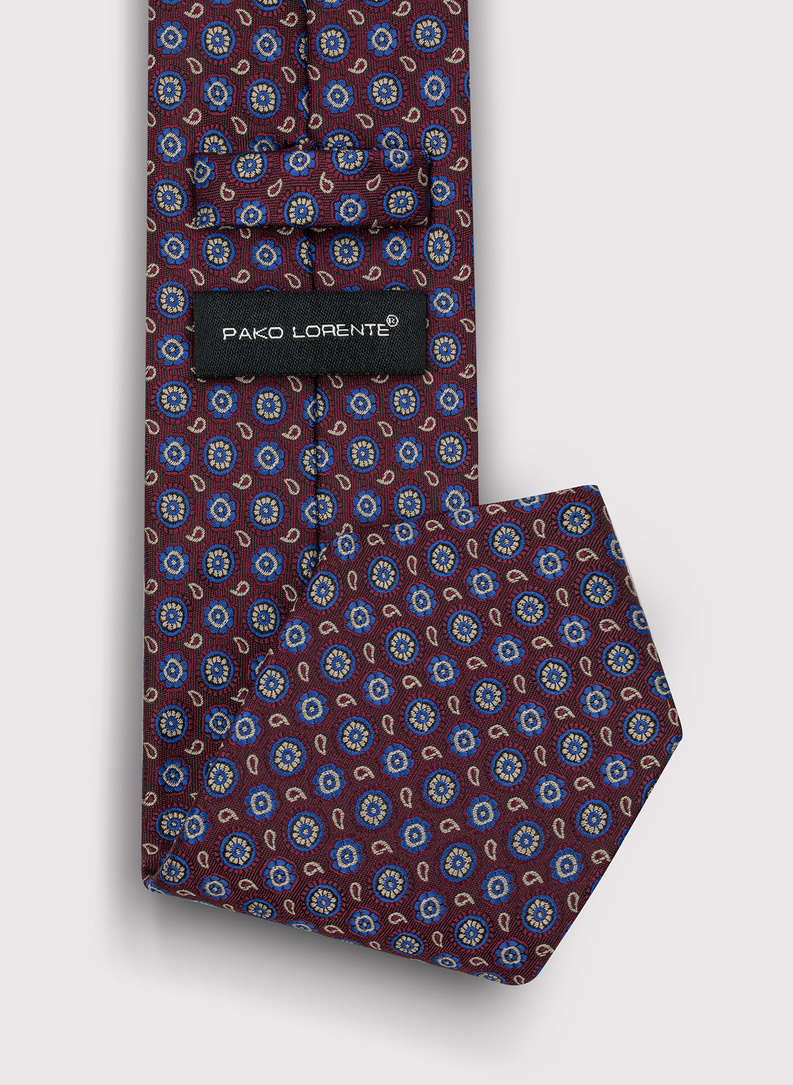 Bordowy wzorzysty krawat męski