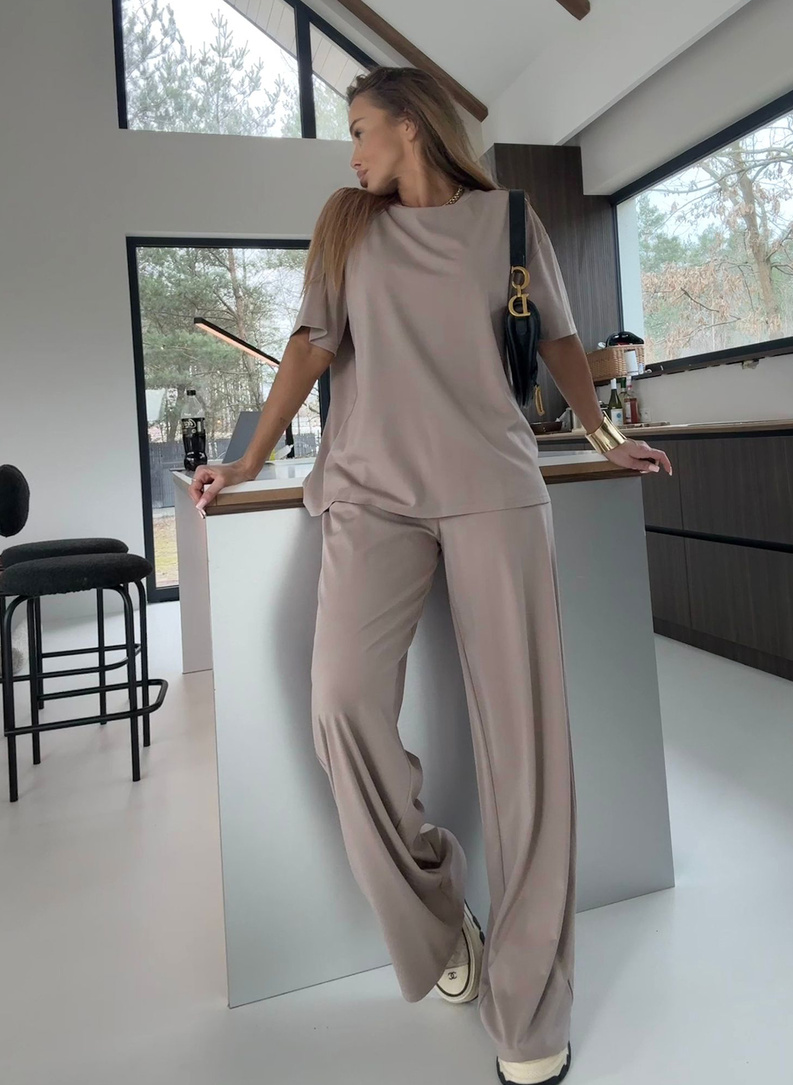 Komplet damski SARA ciemny beż