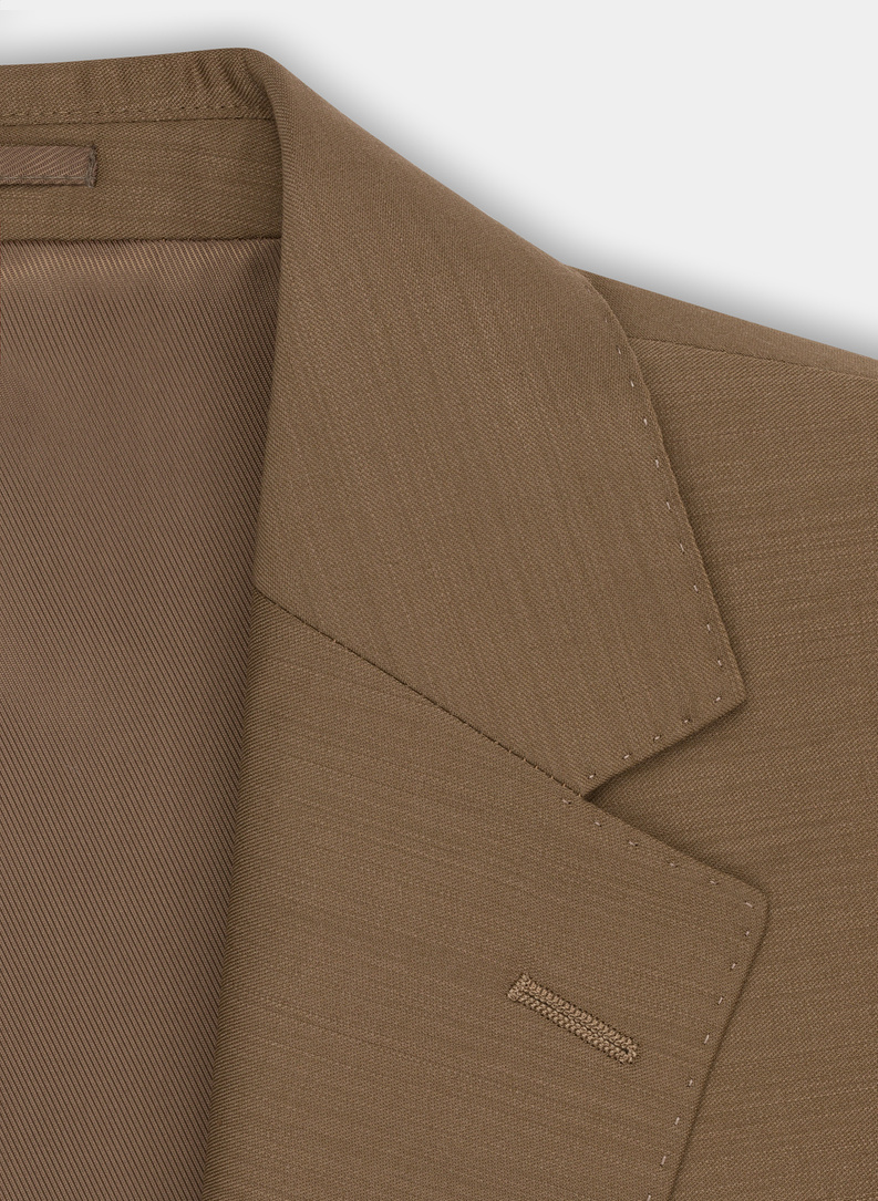 Jasnobrązowa garniturowa marynarka męska z wełną 