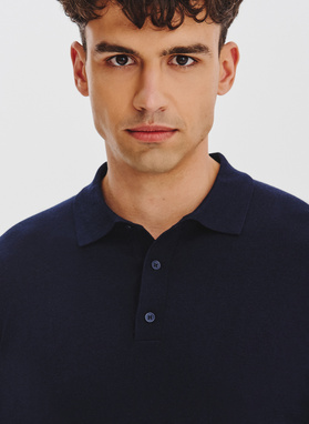 Granatowy swetrowy t-shirt polo