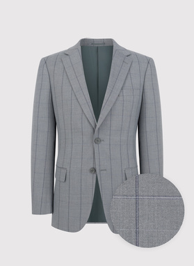 Szary garnitur w kratę Windowpane