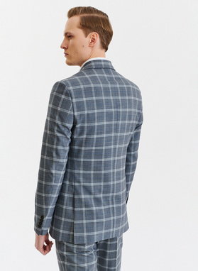 Szary garnitur męski w kratę