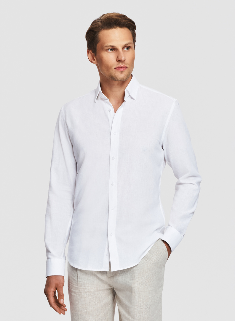 Biała koszula z lnem