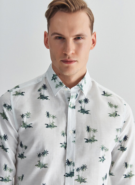 Koszula męska z lnu i bawelny P22SF-1X-011-Z-S