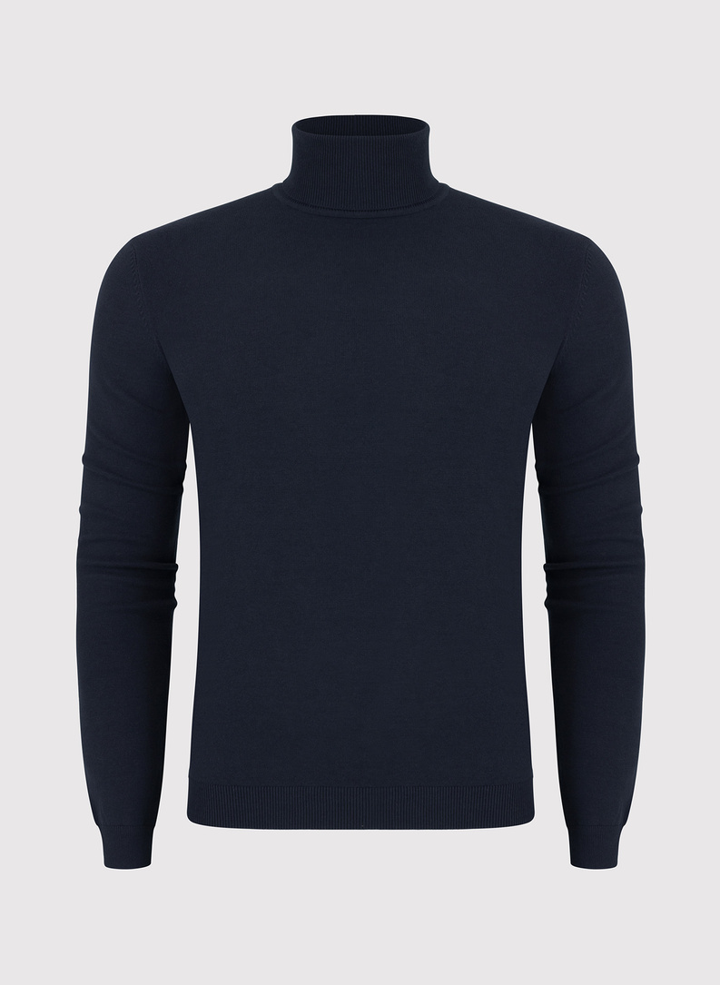 Gładki basicowy golf męski w kolorze granatowym